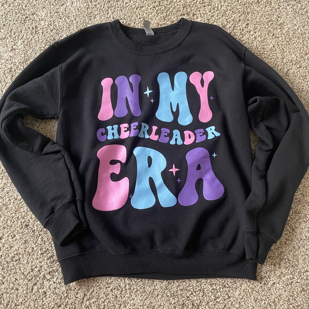 Gildan Black Sweater with Cheerleader Graphic